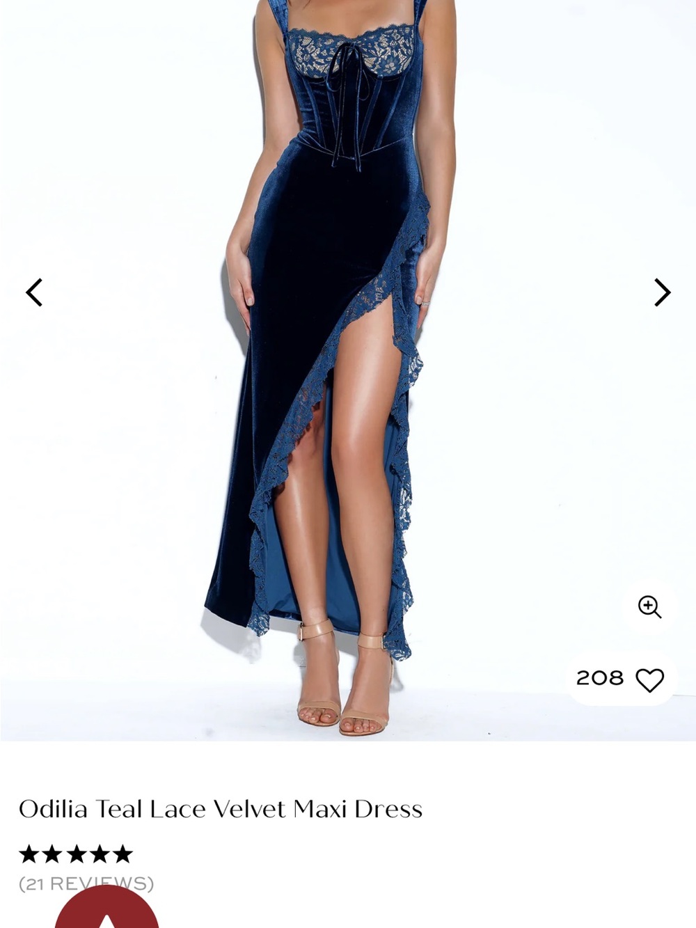 Odilia Teal Lace Velvet Maxi Dress